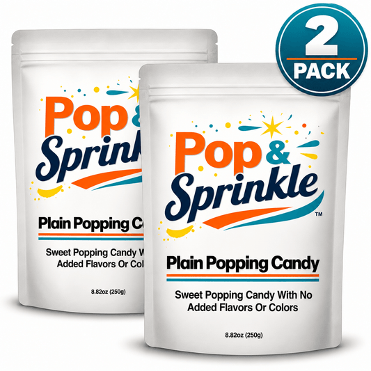 Pop & Sprinkle Plain Popping Candy – 2 Pack | Unflavored Popping Candy, No Added Flavors or Colors | 8.82 oz Bags (250g Each)