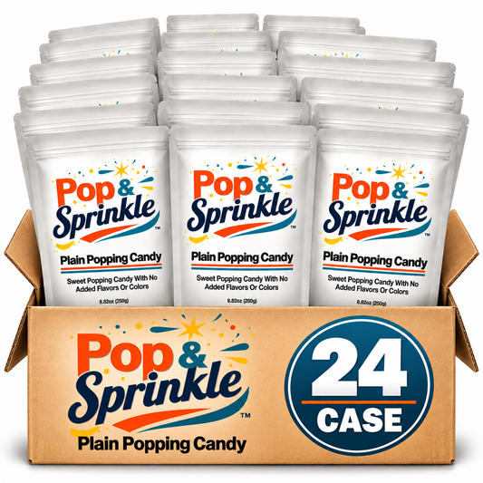 Pop & Sprinkle Plain Popping Candy – 24 Pack Case | Unflavored Popping Candy, No Added Flavors or Colors | 8.82 oz Bags (250g Each)